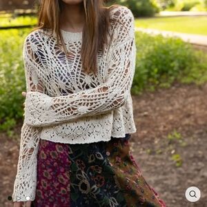 NATURAL LIFE crocheted knit sweater (XL) NWOT